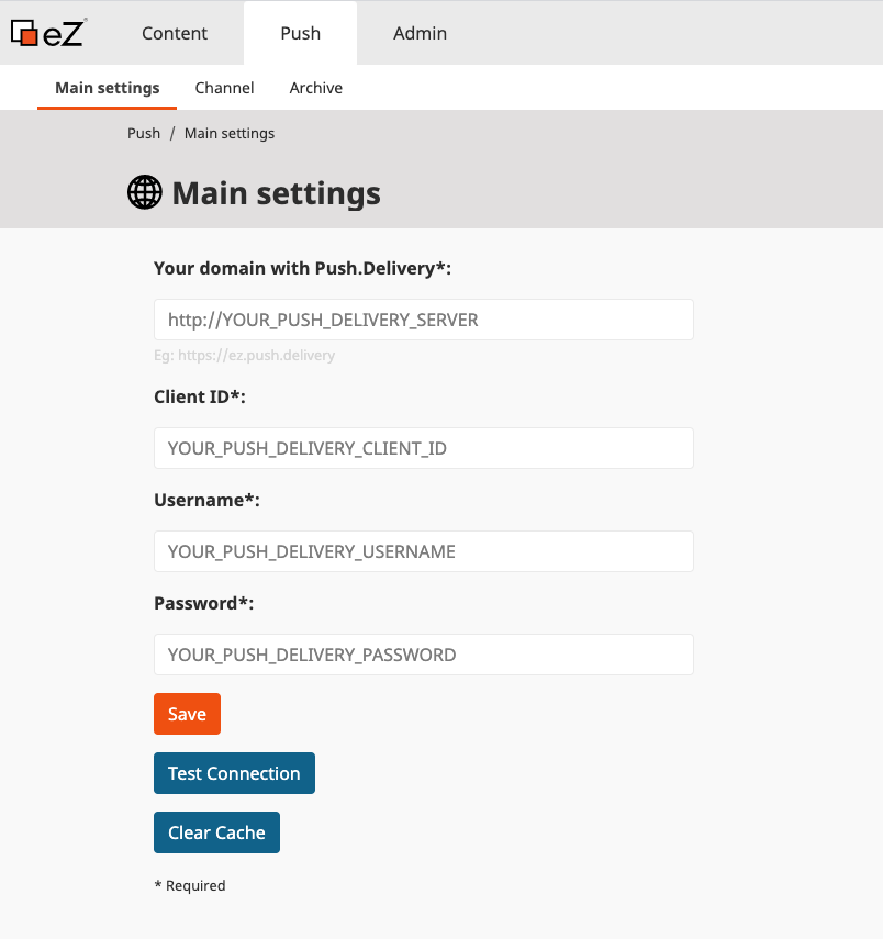 main settings