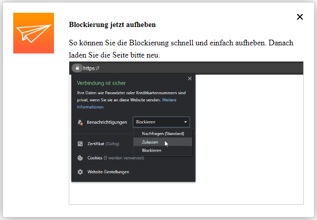 unblocking modal